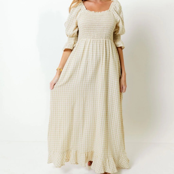 Worth Collective Dresses & Skirts - NWT Worth Collective Sienna Dress in Muted Gold Plaid